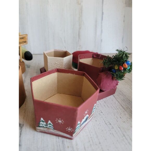 Unique Vintage Santa Claus reindeer 3 compartment gift box set - Picture 12 of 12